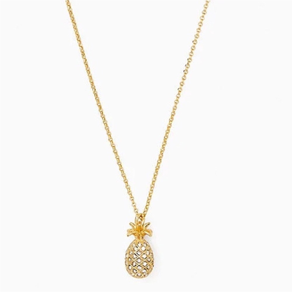 🍍Kate Spade Pineapple Passion Mini Pendant Necklace Yellow Gold NWT